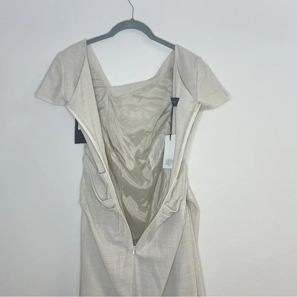 Talbot Runhof Cream draped wool-blend voile midi Dress Size 10 US / 40 D - Picture 10 of 11